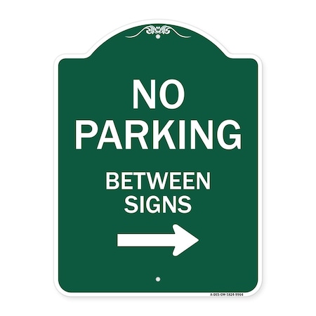 Signmission No Parking Between Signs 2 Heavy-Gauge Aluminum Architectural Sign, 24" x 18", GW-1824-9964 A-DES-GW-1824-9964